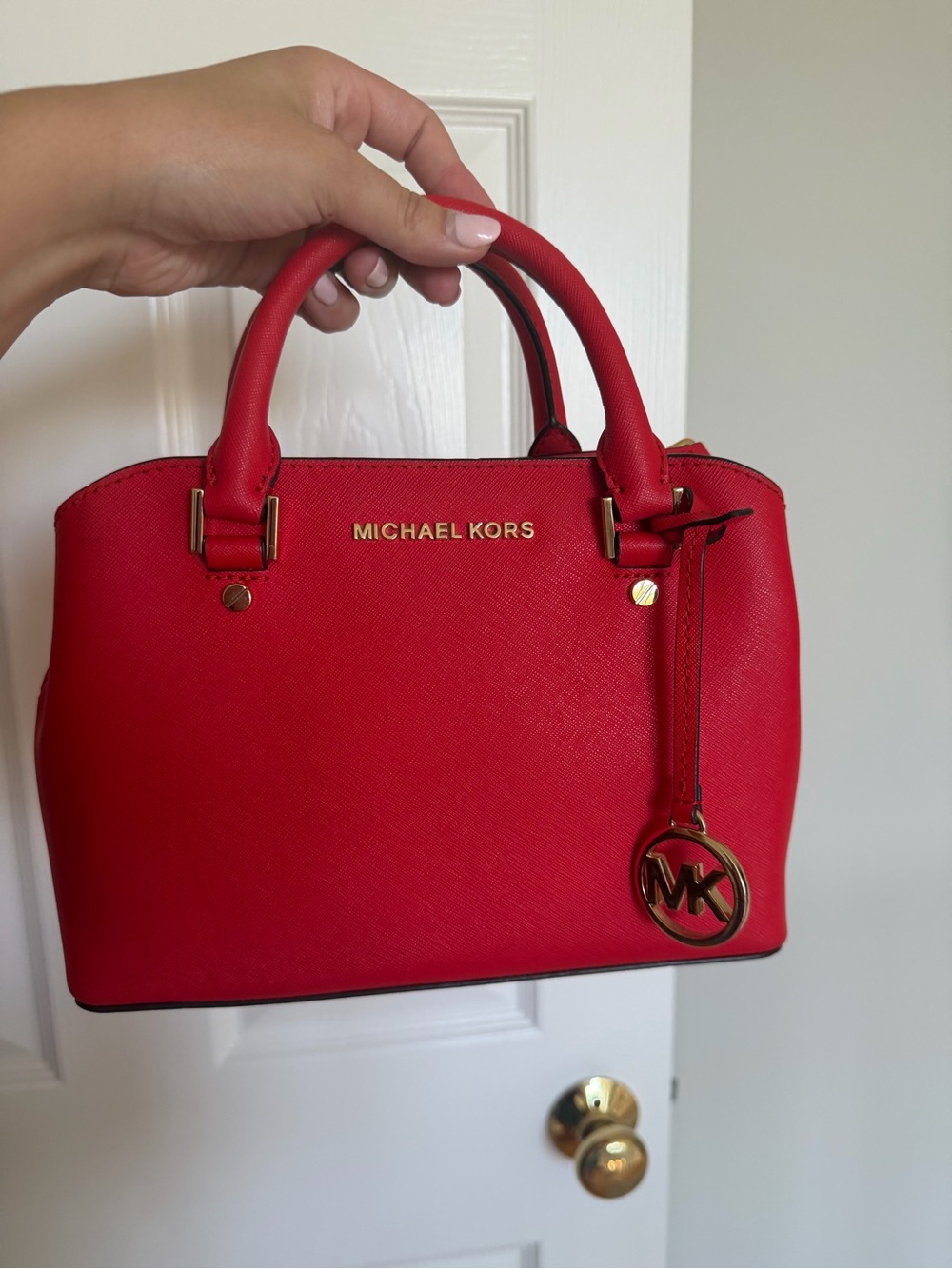 Michael Kors Savannah Small Saffiano Leather Satchel – Bright Red